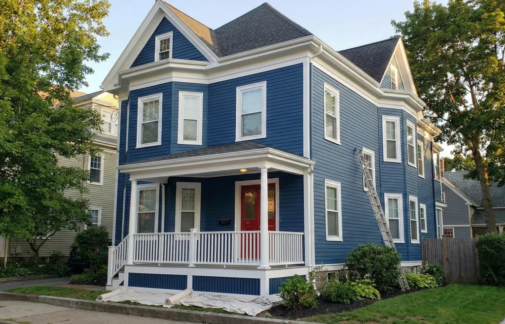 A completed residential exterior painting project